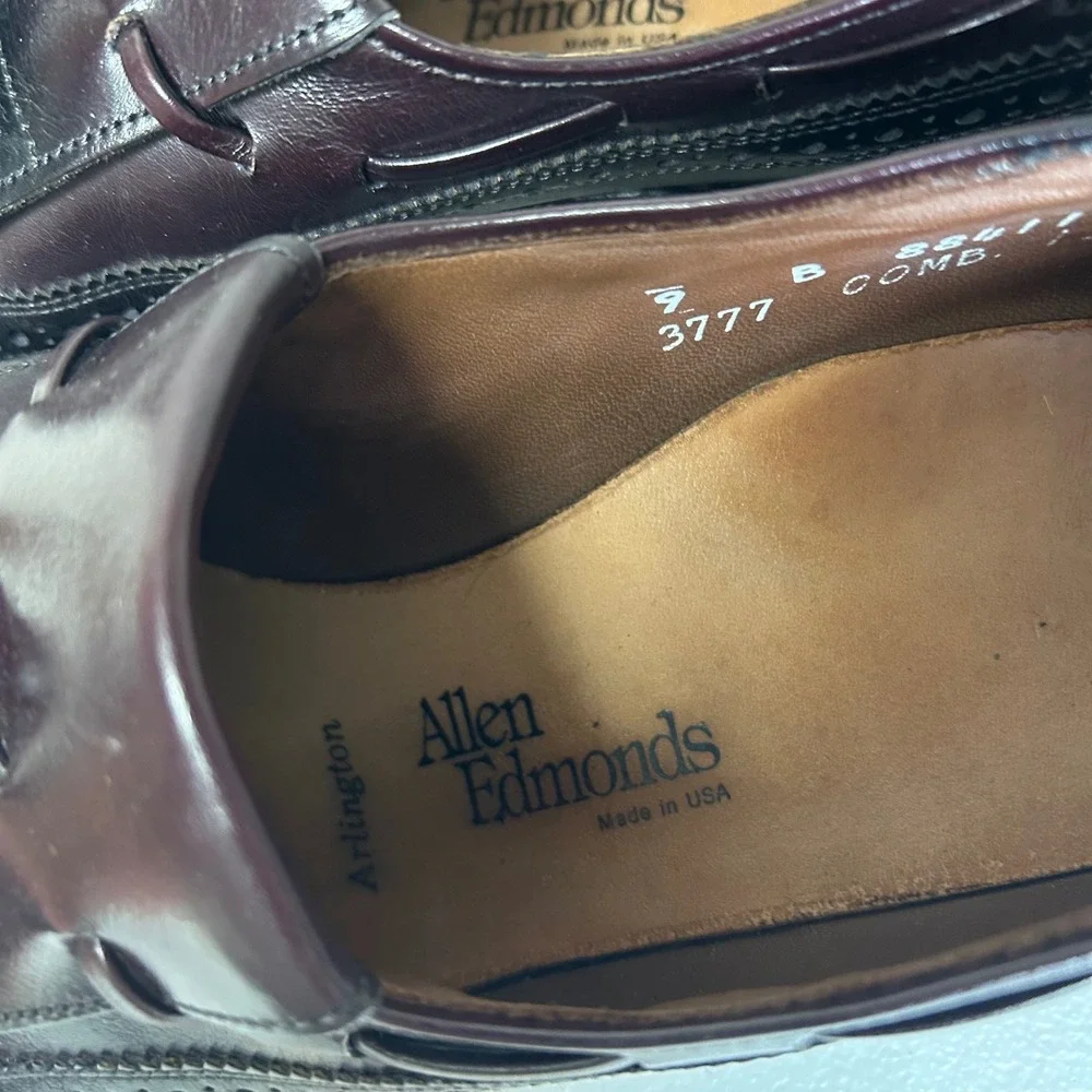 Allen Edmonds Arlington Loafers Mens 9 B Burgundy Wingtip Tassel‎ Kiltie 88411